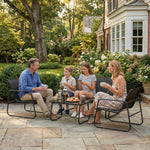 Salon de jardin 4 pièces avec canapé, fauteuils et table basse, gris foncé et noir