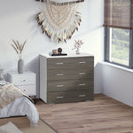 Commode meuble de rangement style contemporain 4 tiroirs 76 x 35 x 72 cm blanc et gris