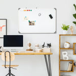Tableau blanc magnétique cadre aluminium 90 x 60 cm avec feutres, effaceur et aimants