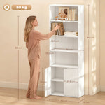 Bibliothèque Armoire à livres avec 4 compartiments ouverts et 2 portes pour le salon et le bureau 59x29x180 cm Blanc