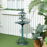 Bain d'oiseaux abreuvoir pour oiseaux jardinière 3 en 1 Ø 50 x 113 cm polypropylène vert-de-gris-1