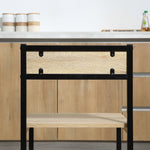 Ensemble Table et chaises de Salle à manger Set de 1 Table + 2 chaises encastrables pour Cuisine - métal Noir Aspect chêne Clair