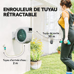 Enrouleur Tuyau Arrosage Mural 30 m x Ø 15 mm Dévidoir Automatique de Tuyaux d'Eau Rétractable Automatique gris