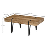 Table Basse rectangulaire Style Industriel piètement épingle métal Noir Plateau Aspect Ancien bastaing, 105 x 60 x 42 cm, Bois