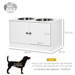 Ciotole per cani rialzate, doppia ciotola per cani e gatti, supporto per ciotole 60 x 30 x 35,5 cm, 2 ciotole da 2L in acciaio inox