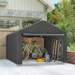 Abri de jardin tente de stockage imperméable abri moto porte enroulable fermeture éclair, 200 x 238 x 183 cm, gris foncé