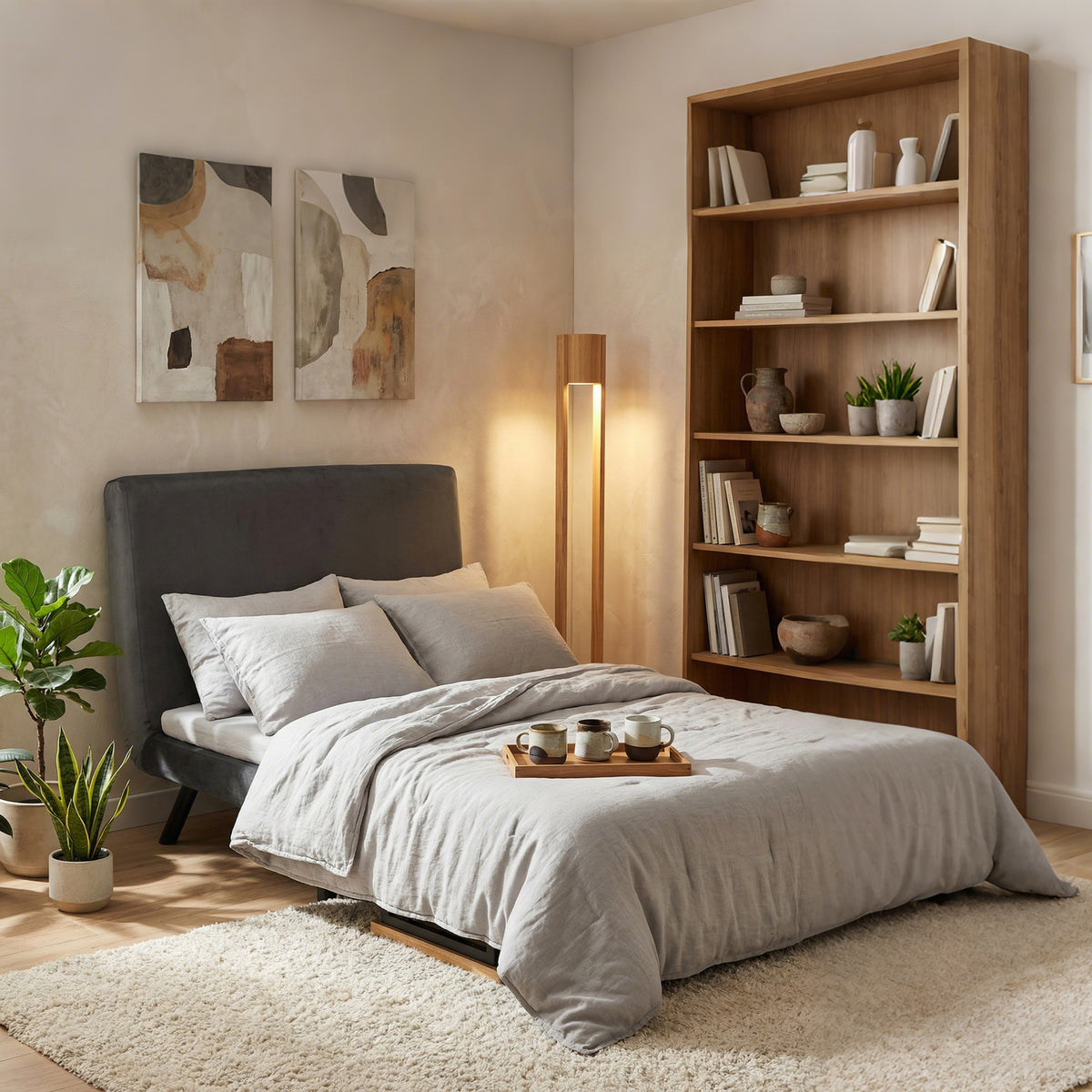 Canapé convertible 2 places avec dossier réglable sur 5 niveaux et 2 coussins rembourrés pour salon, chambre d'amis-9