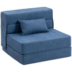 Fauteuil convertible 1 place fauteuil lit pliant, coussin inclus, pour invités, salon, petit espace, charge 120 kg, bleu