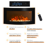 Cheminée électrique Murale éclairages latéraux LED Design Avant-gardiste Affichage LED avec télécommande et minuterie 1000/2000 W luminosité réglable Noir-4