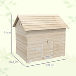 Abri pour canards maison pour canards avec toit ouvrant ventilation et porte-rampe 100 x 82,5 x 91 cm bois naturel