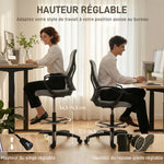 Chaise bureau ergonomique, fauteuil de bureau avec repose-pieds et accoudoirs, en maille, 59 x 65 x 123 cm, Gris