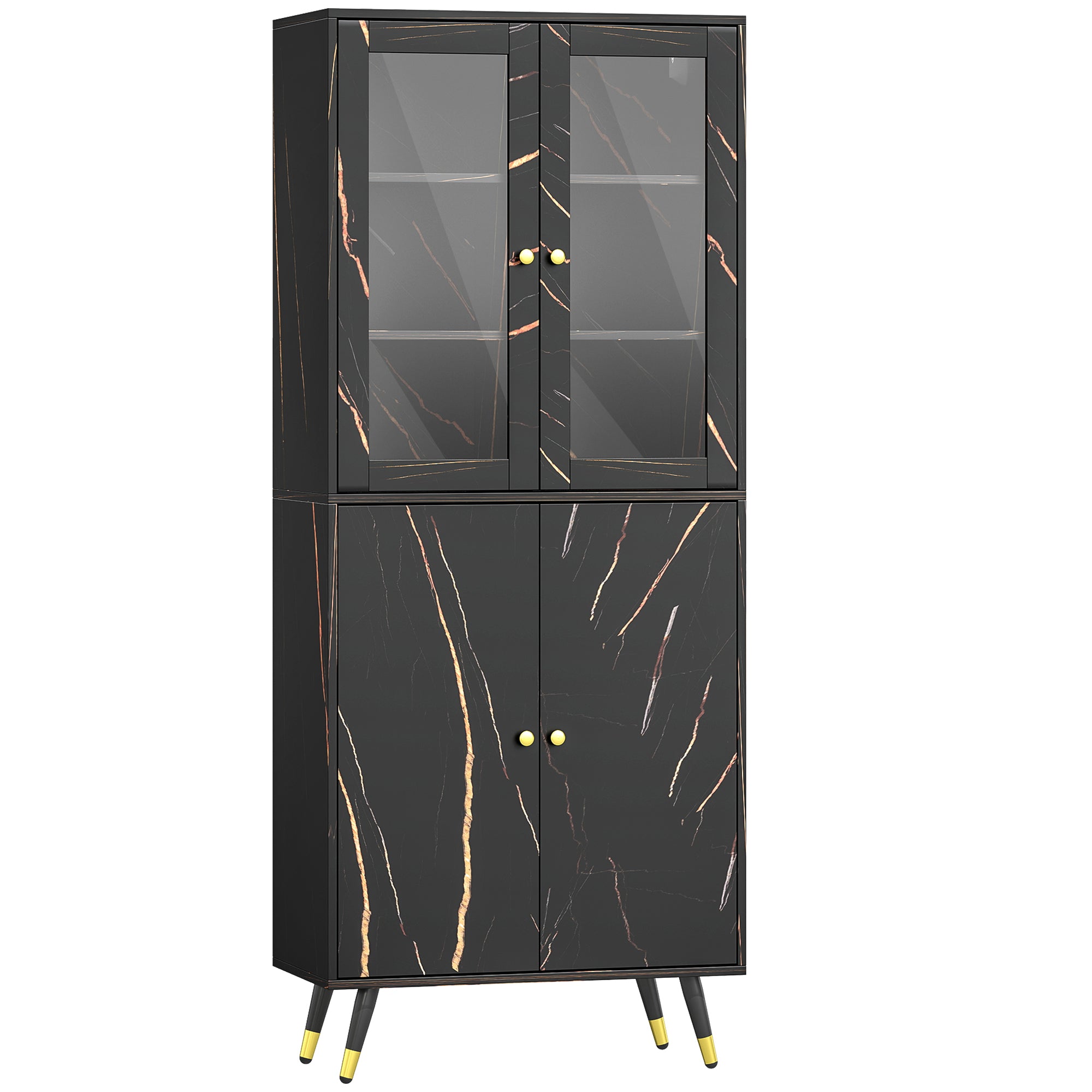 Bibliothèque, étagère à 6 niveaux, meuble de rangement 6 étagères ouvertes porte vitrée et placard 70 x 35 x 170 cm noir-0