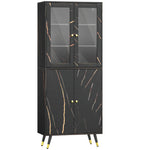 Bibliothèque, étagère à 6 niveaux, meuble de rangement 6 étagères ouvertes porte vitrée et placard 70 x 35 x 170 cm noir-0