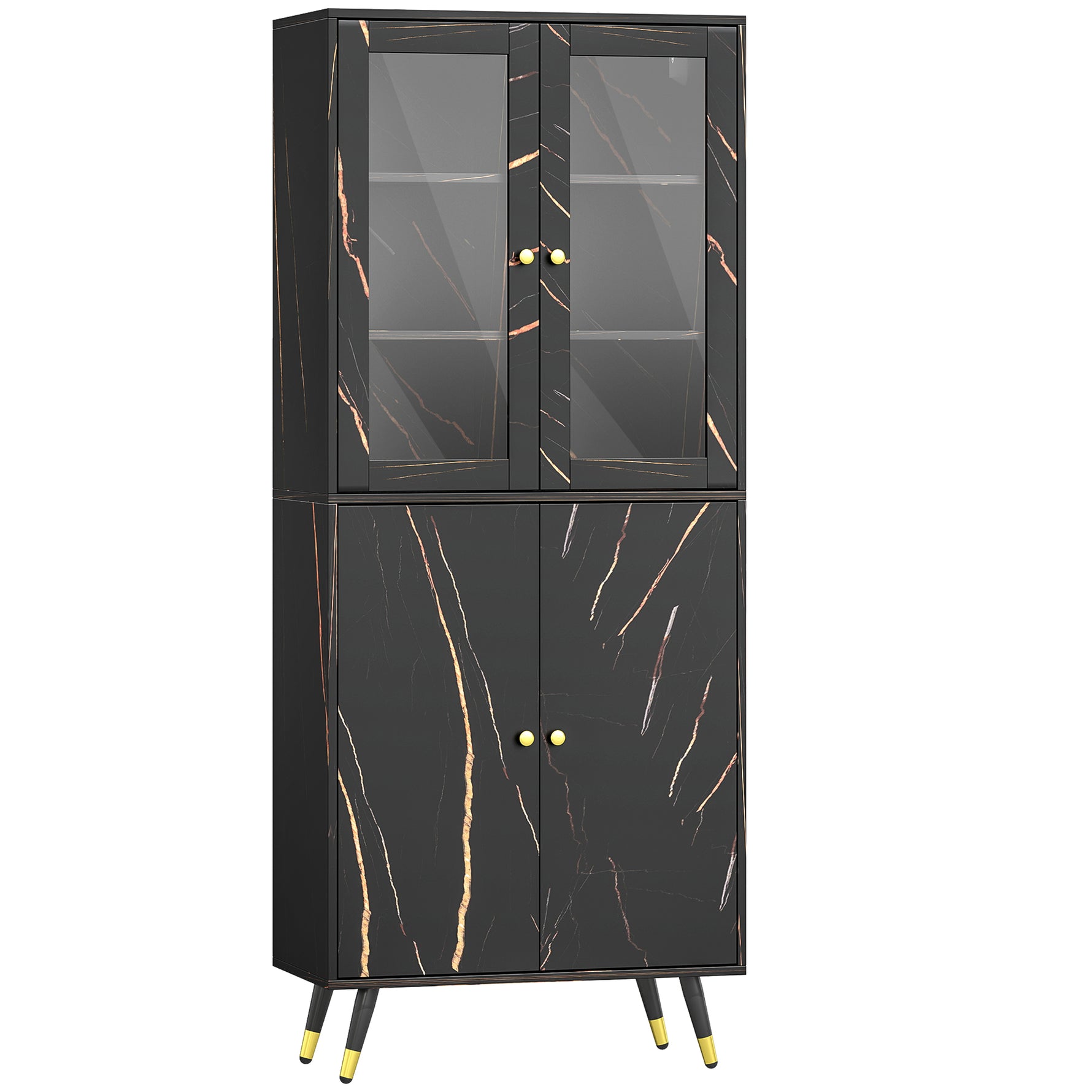 Bibliothèque, étagère à 6 niveaux, meuble de rangement 6 étagères ouvertes porte vitrée et placard 70 x 35 x 170 cm noir-0