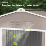 Abri de jardin 5,4 m² 2,77 x 1,95 x 1,92 m kit de fondation porte coulissante ventilations tôle acier, gris clair
