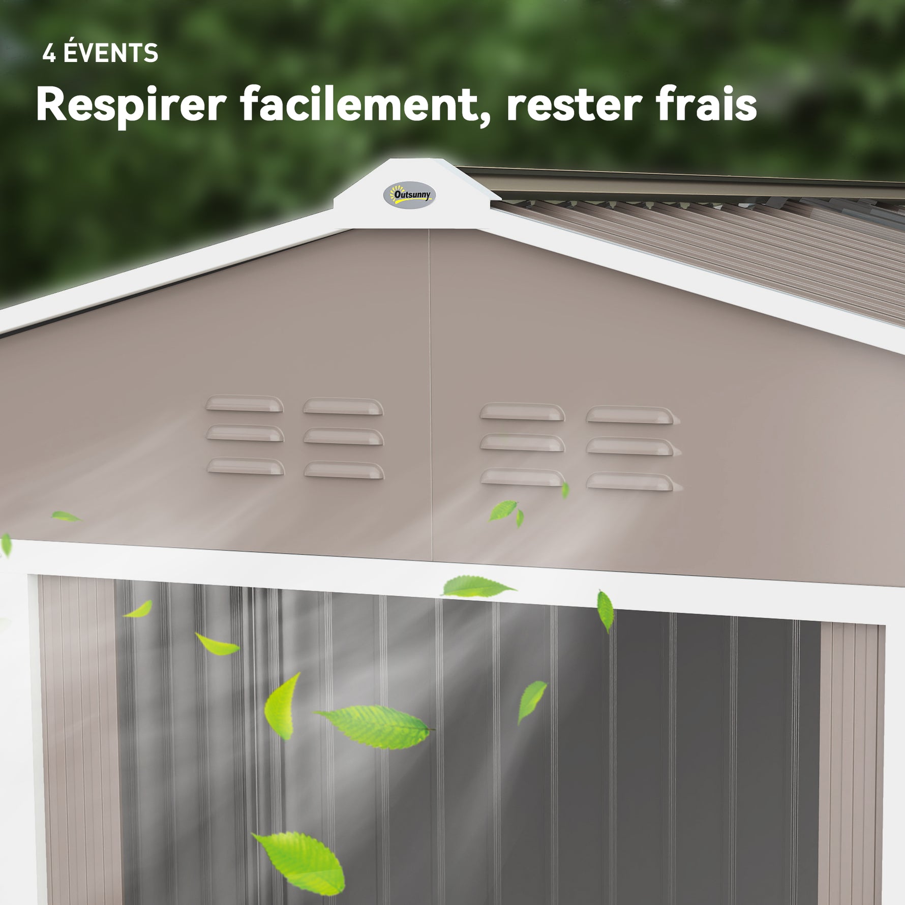 Abri de jardin 5,4 m² 2,77 x 1,95 x 1,92 m kit de fondation porte coulissante ventilations tôle acier, gris clair