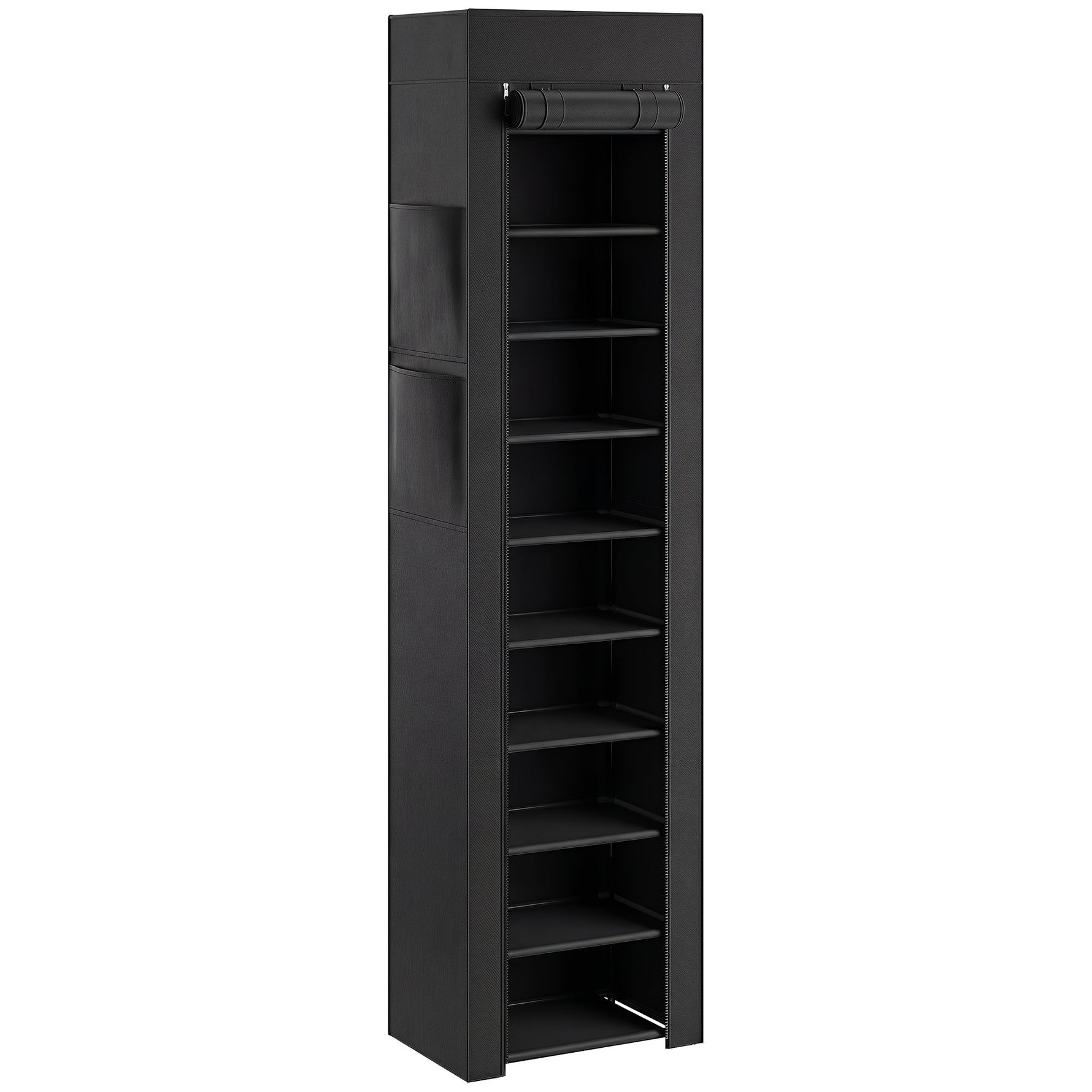 Étagère à Chaussures 20 Paires 10 Niveaux, Range-Chaussures en Métal avec Housse Anti-Poussière, Noir