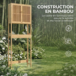 Étagère de toilettes meuble de salle de bain dessus toilette WC avec placard 2 portes et étagère ouverte bambou