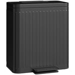Poubelle à double compartiment 2 x 20L, poubelle de cuisine à pédale, seaux intérieurs amovibles, 45,5x36,5x51cm, noir