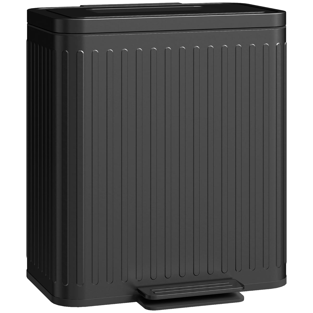 Poubelle à double compartiment 2 x 20L, poubelle de cuisine à pédale, seaux intérieurs amovibles, 45,5x36,5x51cm, noir