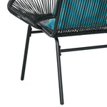 Banquette banc de jardin 2 places en métal et cordage en résine avec 2 coussins - dim. 132L x 72l x 83H cm - noir