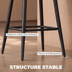 Lot de 2 Tabourets de Bar, Chaises de Bar Rembourrées en Chenille, Assise Large 67H cm, Dossier et Repose-Pieds, Gris