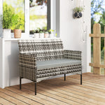 Canapé de jardin 2 places en résine tressée avec coussins canapé d'extérieur avec accoudoirs 115 x 63 x 85 cm gris clair