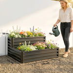 Carré potager de jardin fond ouvert 2 étages pour herbes légumes fruits fleurs 120 x 101 x 58 cm gris foncé