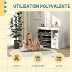 Meuble rangement enfant étagère de rangement pour jouets enfants avec 9 tiroirs en tissu et placard, blanc