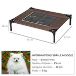 Lit pour chien chat lit de camp grand confort sur pieds tissu oxford textilène micro-perforé