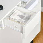Scrivania per computer, 80 x 45 x 75 cm, scrivania con spazio di archiviazione, ripiano per tastiera e cassetto, bianco