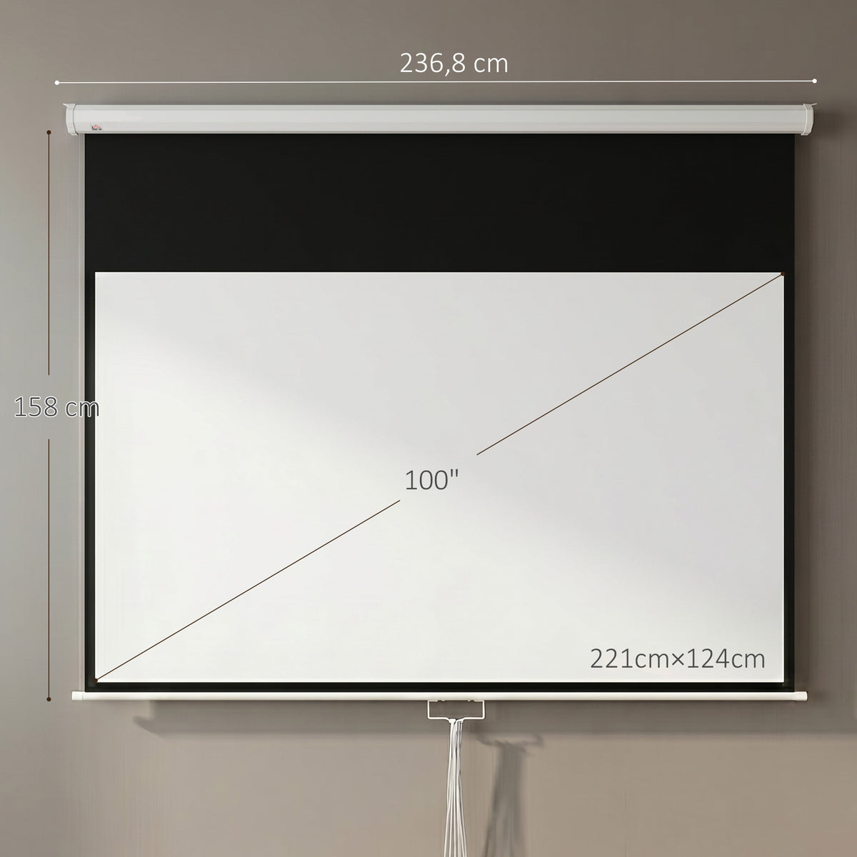 100-Zoll TV- und Heimkino-Projektionsleinwand, 16:9 4K HD-Projektor, Wand- oder Deckenmontage