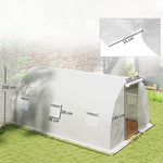 Serre de jardin tunnel 13,5 m² 6 fenêtres, porte zippée enroulable châssis acier galvanisé, bâche PE 4,5 x 3 x 2 m blanc