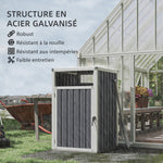 Abri pour 1 poubelle 240L cache poubelle extérieur couvercle relevable 180° acier galvanisé 73 x 81 x 122 cm gris foncé