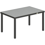 Table de jardin pour 4 à 6 personnes, table à manger extérieure avec plateau à lattes, 140 x 90 x 74 cm, gris