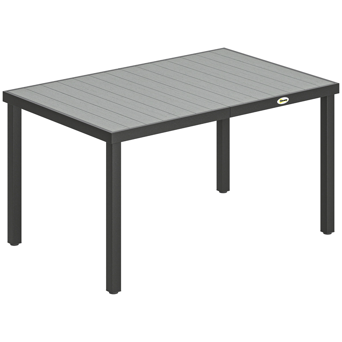 Table de jardin pour 4 à 6 personnes, table à manger extérieure avec plateau à lattes, 140 x 90 x 74 cm, gris