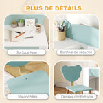 Bureau enfant avec chaise, table enfant et chaise avec tiroir et large plateau, 80 x 41 x 74,5 cm, vert