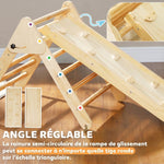 Triangle d'escalade, 3 en 1 en bois pour grimper et glisser, charge max. 50 kg, pour 18-48 mois, bois naturel