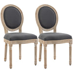 Lot de 2 Chaises de Salle à Manger, Chaises Médaillon Style Louis XVI, Assise et Dossier Rembourrés en Effet Lin, Gris