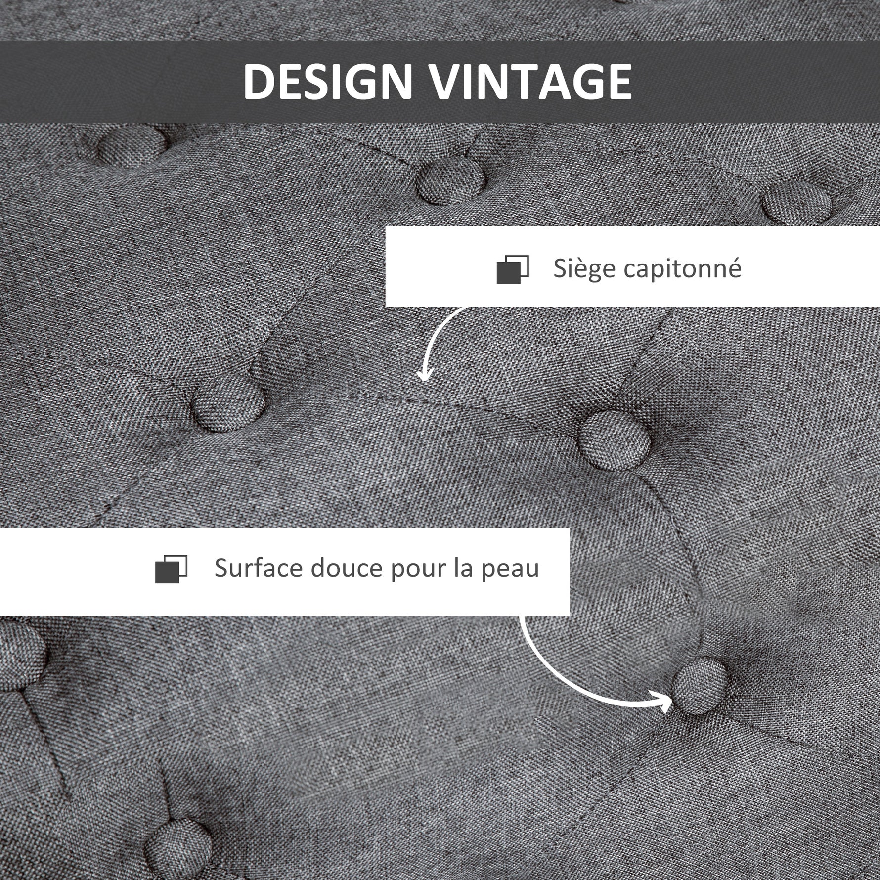 Banc de rangement pouf salon bout de lit coffre de rangement pour salon, chambre, entrée, 100 x 40 x 44 cm, gris foncé