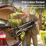 Déambulateur 4 Roues Pliable en Aluminium, Hauteur Réglable 6 Positions, Freins Doubles, Rangement, 64x67x92cm, Doré