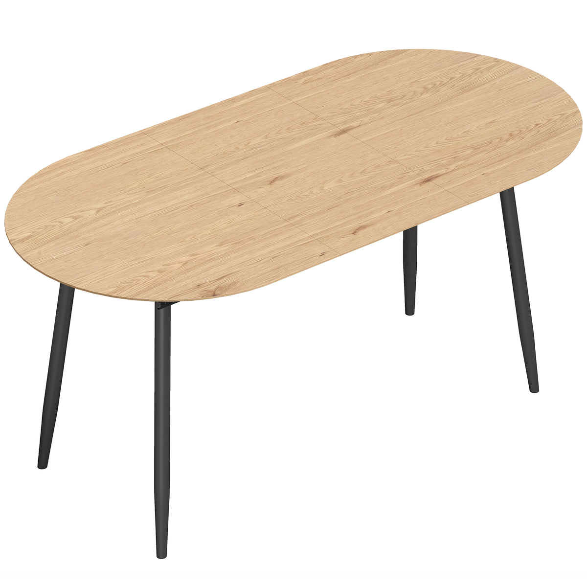 Mesa de comedor extensible ovalada para 4 a 6 personas, mesa de cocina 120-160 cm, bordes redondeados, roble
