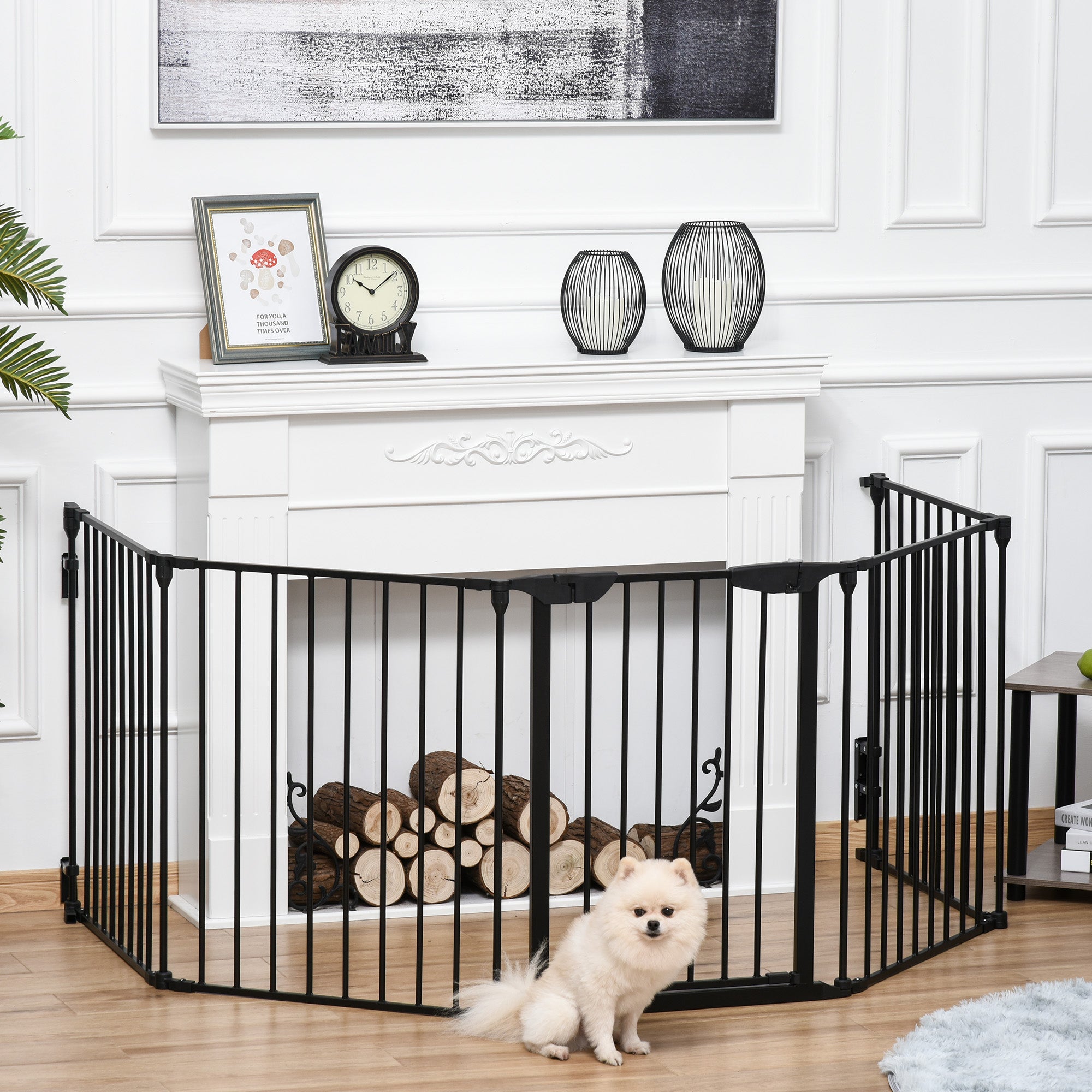 Barrière de sécurité parc enclos chien modulable pliable porte intégrée 300L max. x 74,5H cm métal PP noir