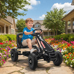 Kart à pédales Go-Kart pour enfants siège réglable pneus EVA embrayage manuel et frein 110 x 61 x 62 cm noir