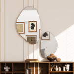 Lot de 2 miroirs muraux, miroirs décoratifs irréguliers en forme de galet, cadre en métal, 70 x 46 cm/49,5 x 31 cm, noir