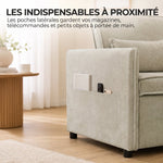Canapé Convertible 2 Places, Canapé-Lit 3 en 1 Chenille 125 cm avec Dossier Réglable, Assise Large, 2 Oreillers, Crème