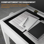Banc de piano, banc de clavier réglable en hauteur en bois massif, compartiment de rangement, 55 x 33 x 48-58 cm blanc