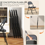 Lot de 4 chaises pliantes chaises de salle à manger portables cadre en acier 45 x 46 x 78 cm gris