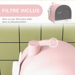 Bac à litière pour chat avec porte battante pelle et filtre inclus dim. 43L x 44l x 47H cm rose