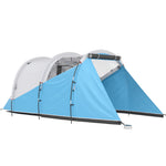 Tente de camping familiale 3 personnes, tente tunnel imperméable, 2 portes fenêtres, ventilée 4,6 x 2,6 x 1,9 m, bleu